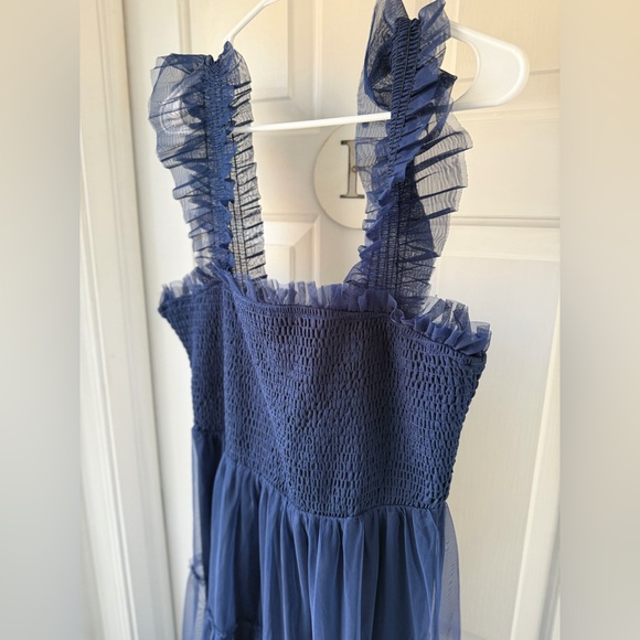 Baltic Born Smocked Maxi Tulle Dress Navy Blue 1X - Picture 2 of 5
